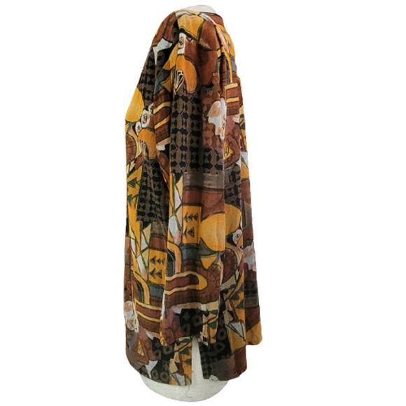 Vintage Brown Artistic Button Up  Blouse Size Large - Picture 5 of 6